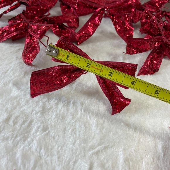 Set of 17 Red glitter holiday Christmas reusable Bows - Picture 6 of 8